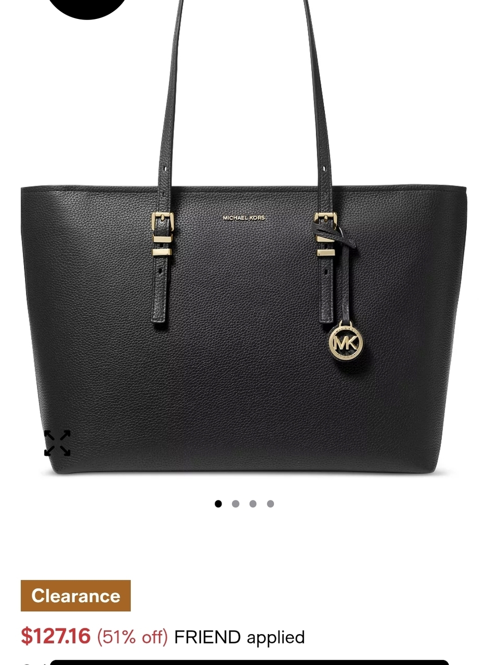 Michael Kors Quin Large Pebbled Leather Tote with Gold MK Charm